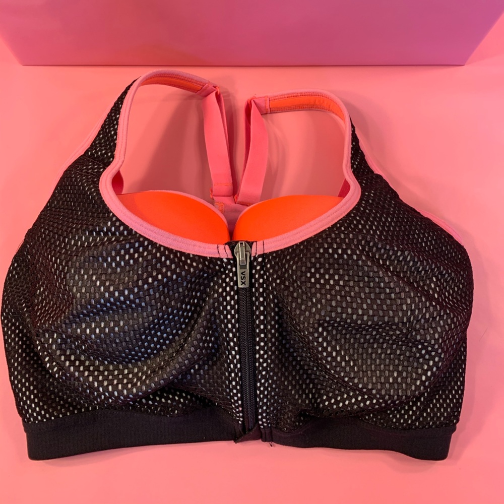 CORAL & BLACK VSX SPORT BRA 34DD by VICTORIAS SECR